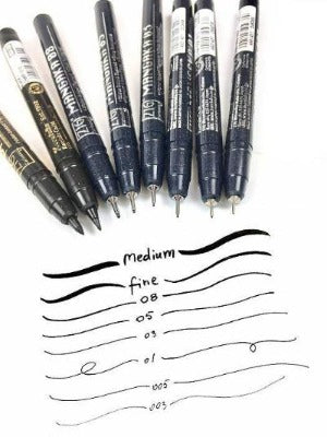 ZIG KURETAKE Cartoonist Mangaka Liner Pen Black Drawing Fineliner Pens Pack  of 7 Pens -  Denmark