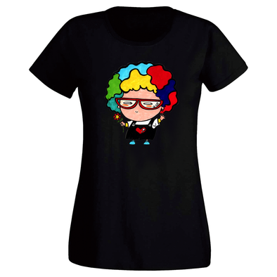 Rainbow Aflo Women Japanese T-Shirt - Black