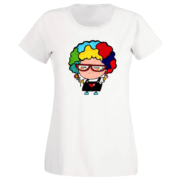 Rainbow Aflo Women Japanese T-Shirt - White