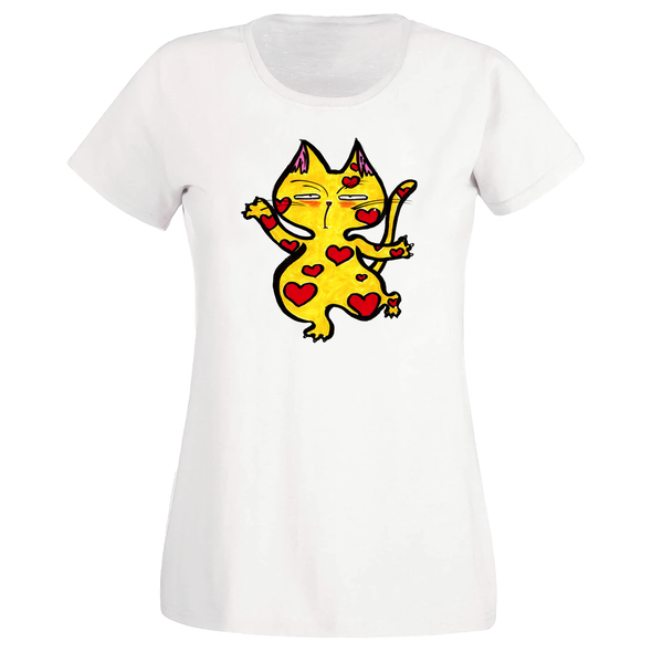 Lovely Cat Women Japanese T-Shirt - White