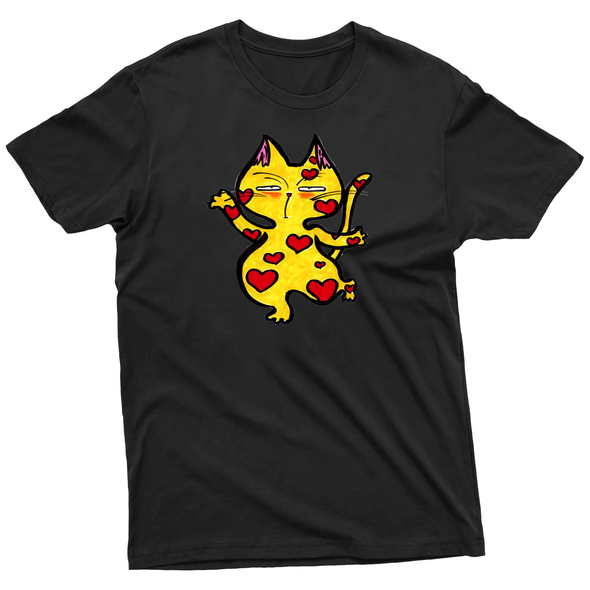 Lovely Cat Mens Japanese T-Shirt -Black